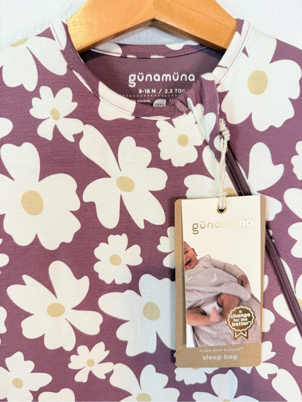 Gunamuna Bamboo Sleep Sack 2.5 TOG Rare Blossom Floral NWT 9-18M WonderZip - Picture 2 of 6